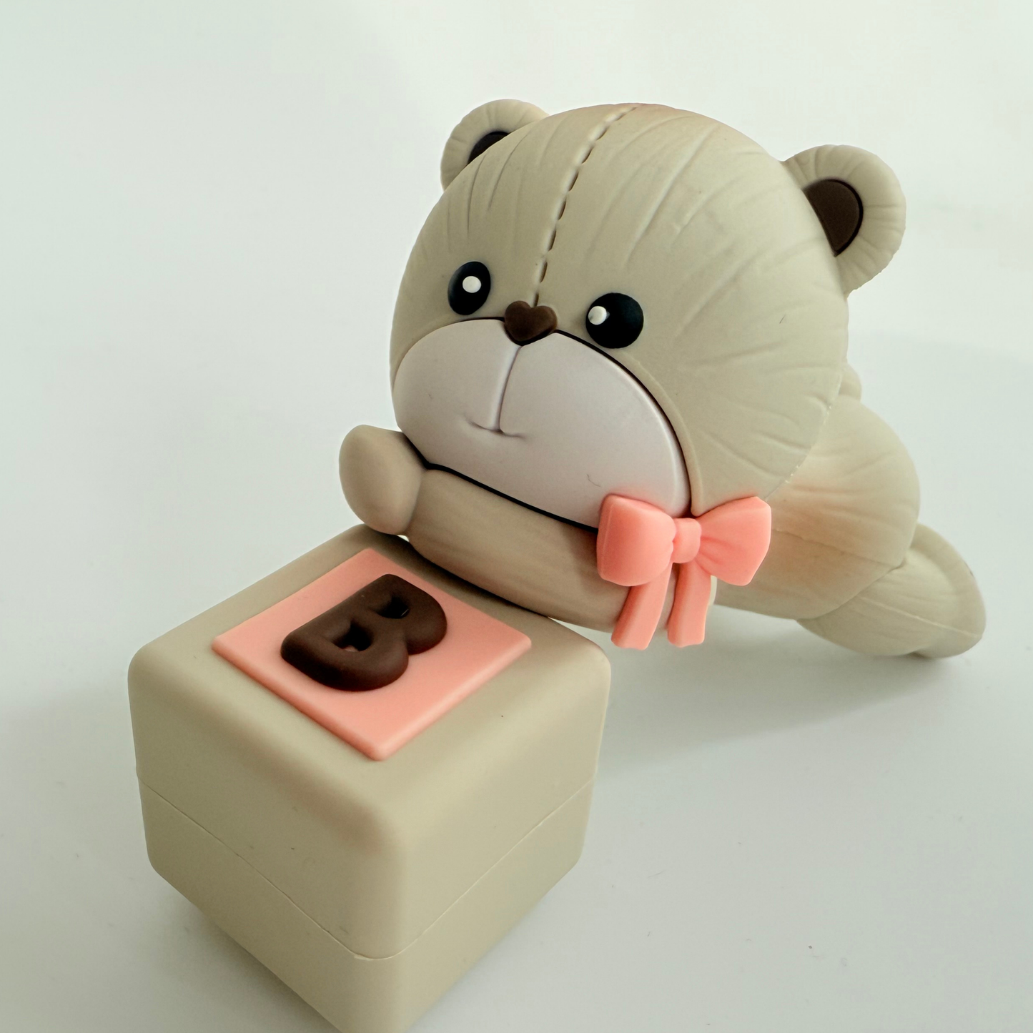 Baby shower pink teddy bear blocks girls cake topper set