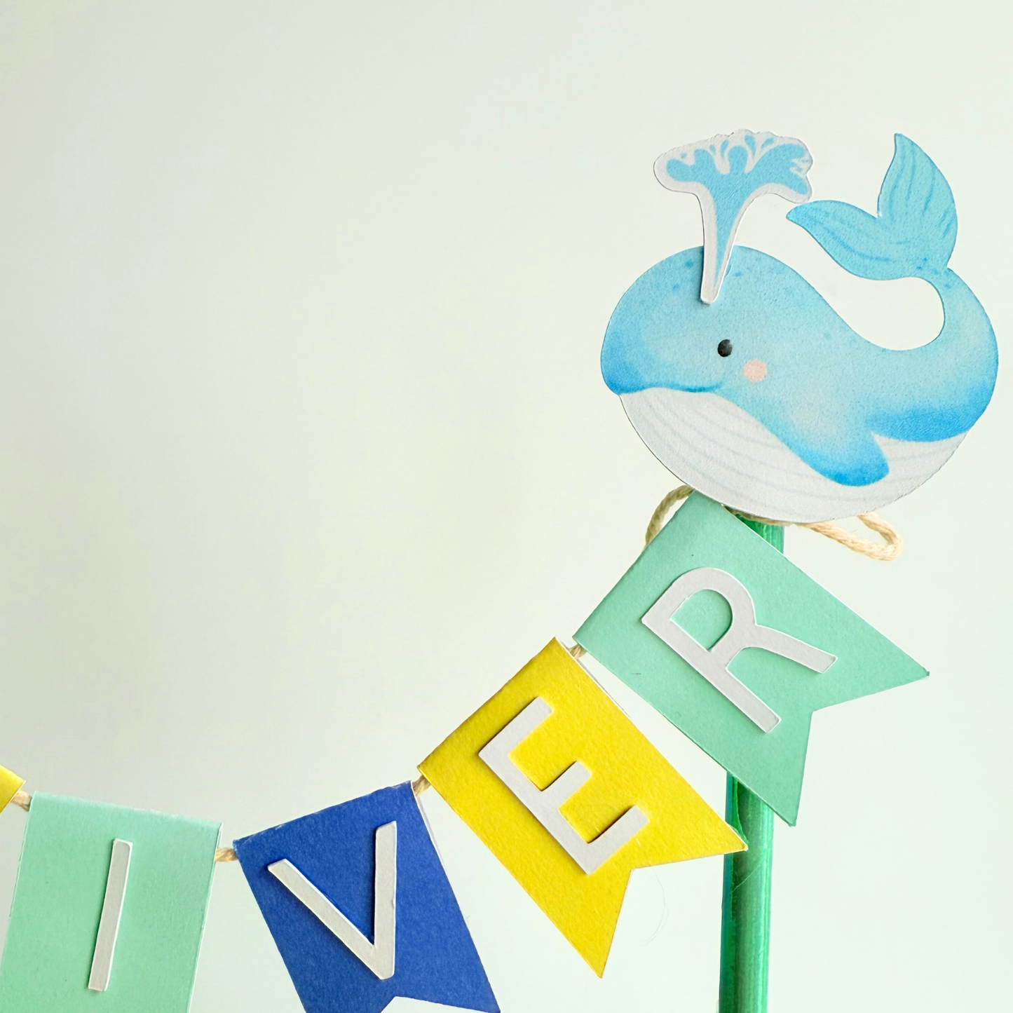 Personalised blue under the sea turtle whale starfish birthday cake topper