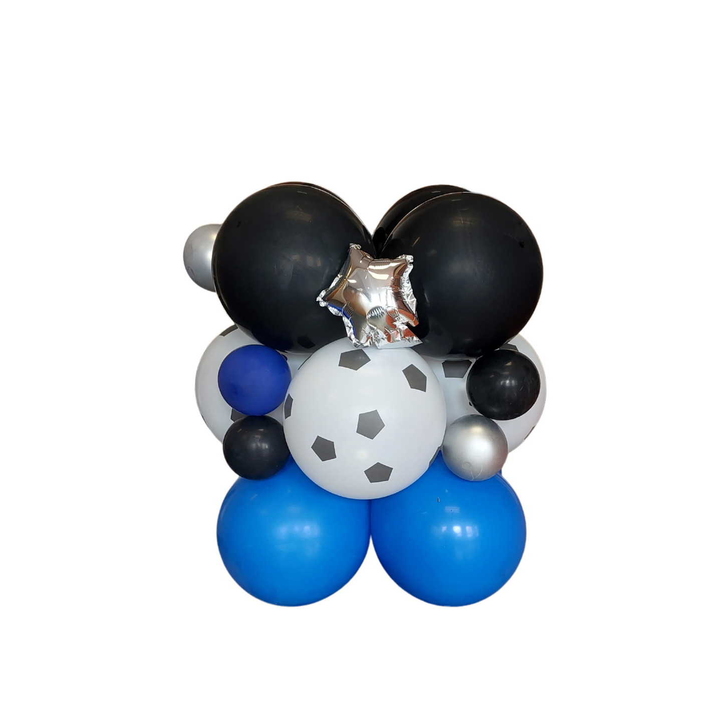 Black and Blue Football balloon sculpture bouquet - TheLittleStuff
