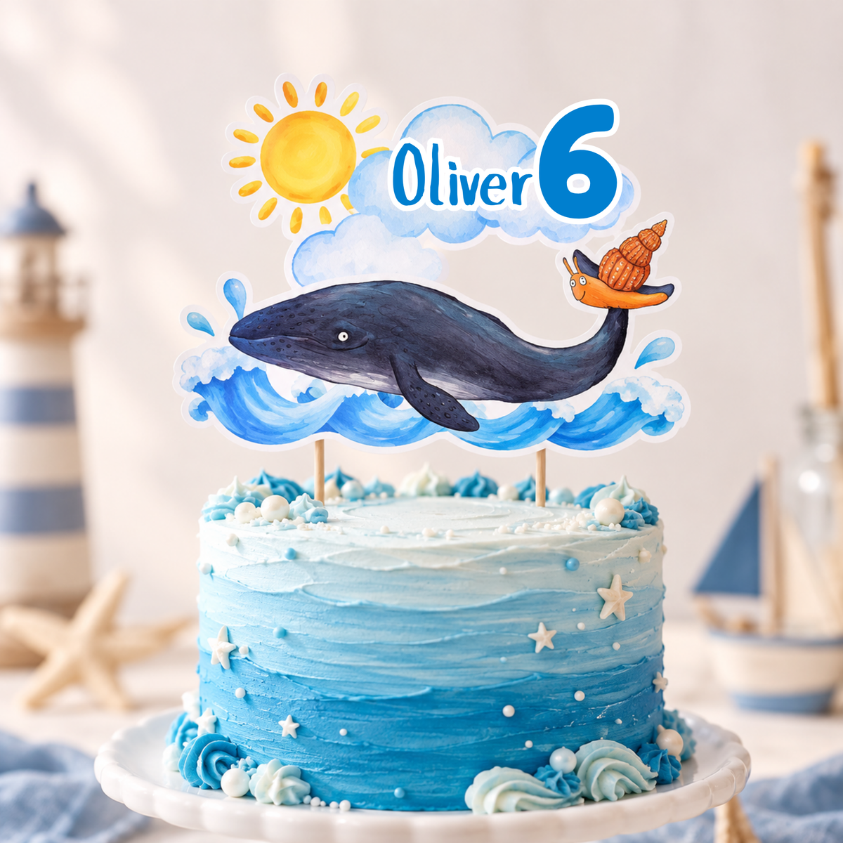 Personalised The Whale & Snail Inspired Birthday Cake Topper