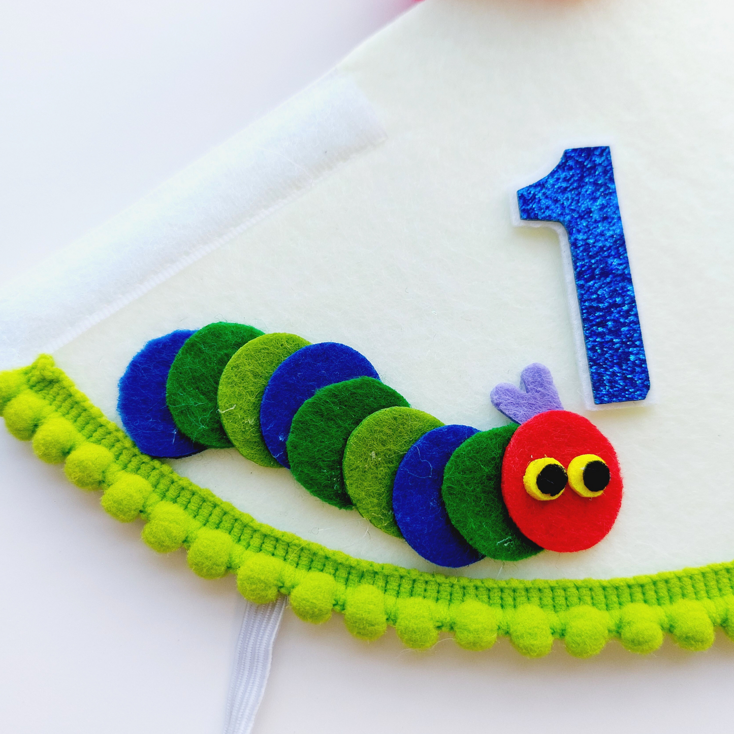 Handmade hungry caterpillar Birthday Party Cake Smashing Felt cone crown Hat