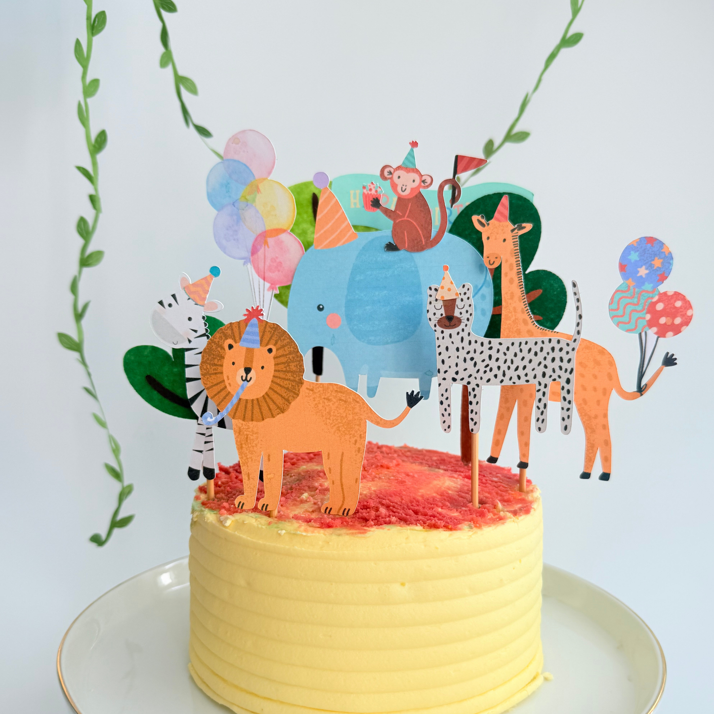Animal Parade Cake Topper Set – Jungle Safari Birthday Decorations – Cute Animal Party Supplies for Kids' Cakes