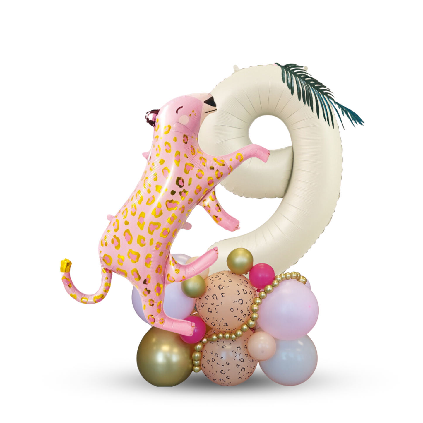 Wild animal pink leopard balloon cream 40inch number bouquet - TheLittleStuff