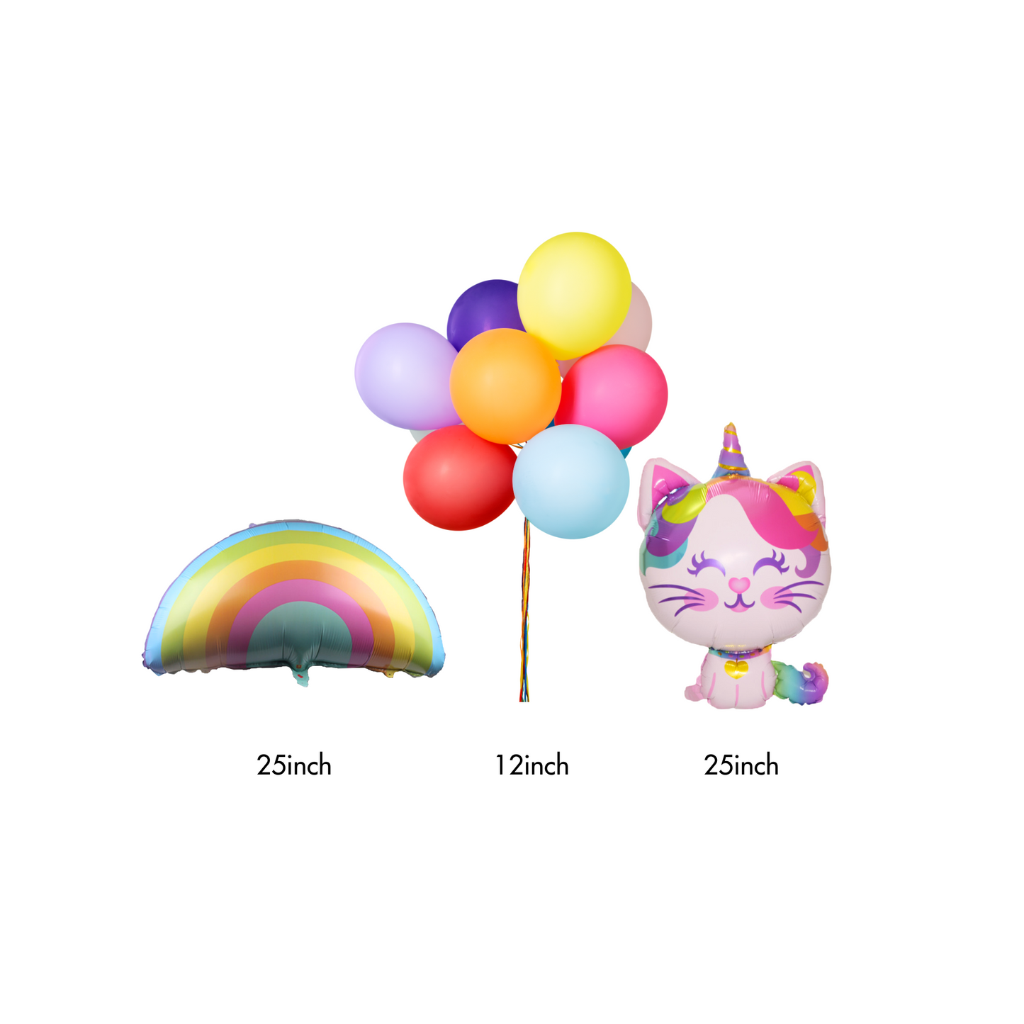 25inch Unicorn Cat Rainbow Balloon Bundle - TheLittleStuff