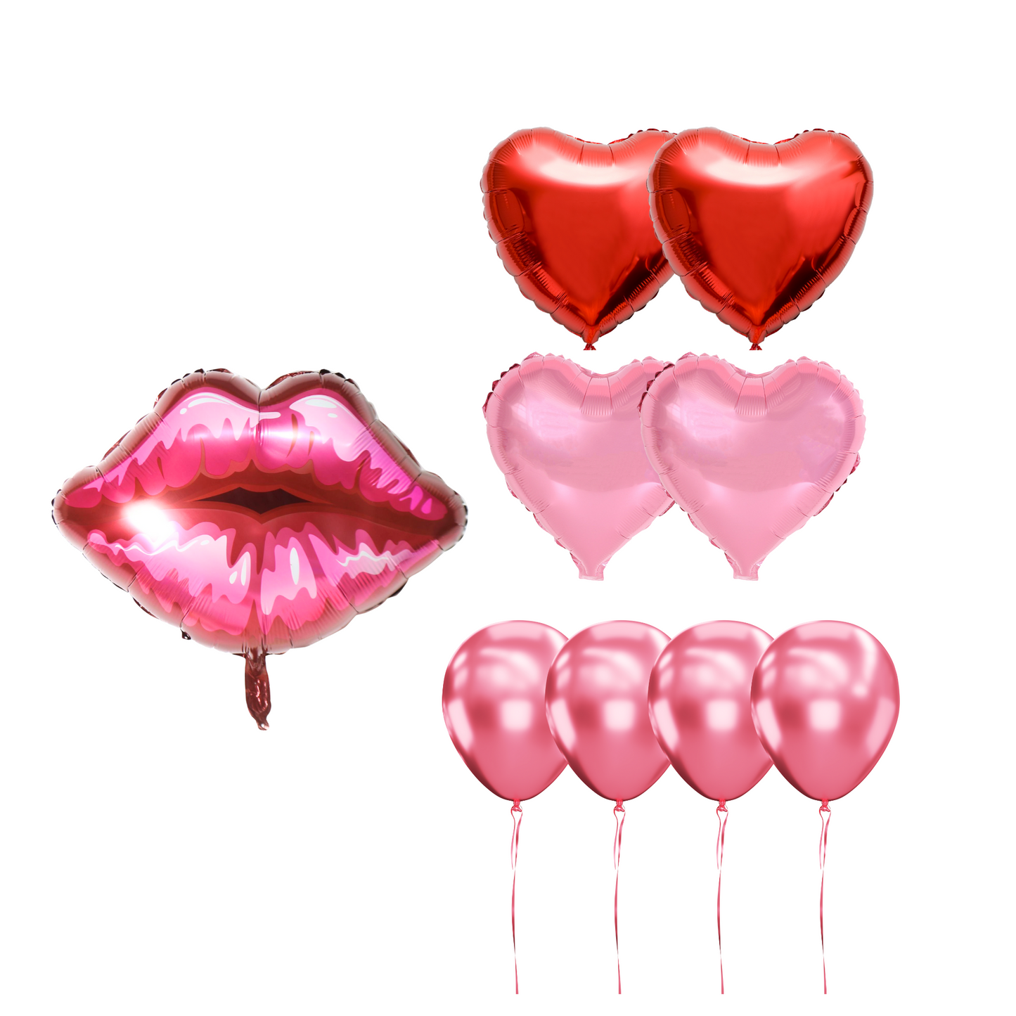 Lip and Hearts pamper party girls women valentine's day birthday party Balloon Bundle - TheLittleStuff