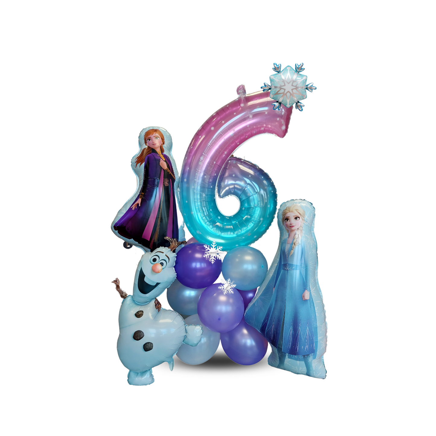 Personalised Frozen Elsa characters standing balloon stack sculpture - TheLittleStuff