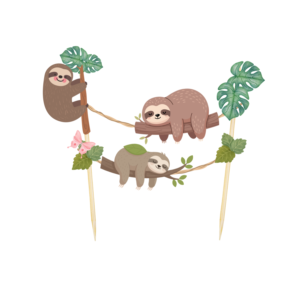 Personalised Sloth Forest Bunting Cake Topper Set