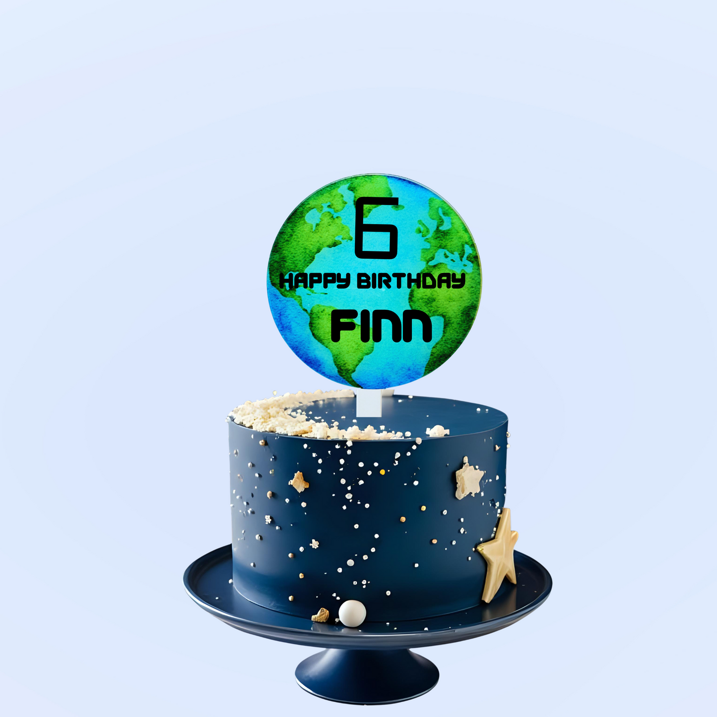 Personalised earth space best mum dad travel Cake Topper birthday decor