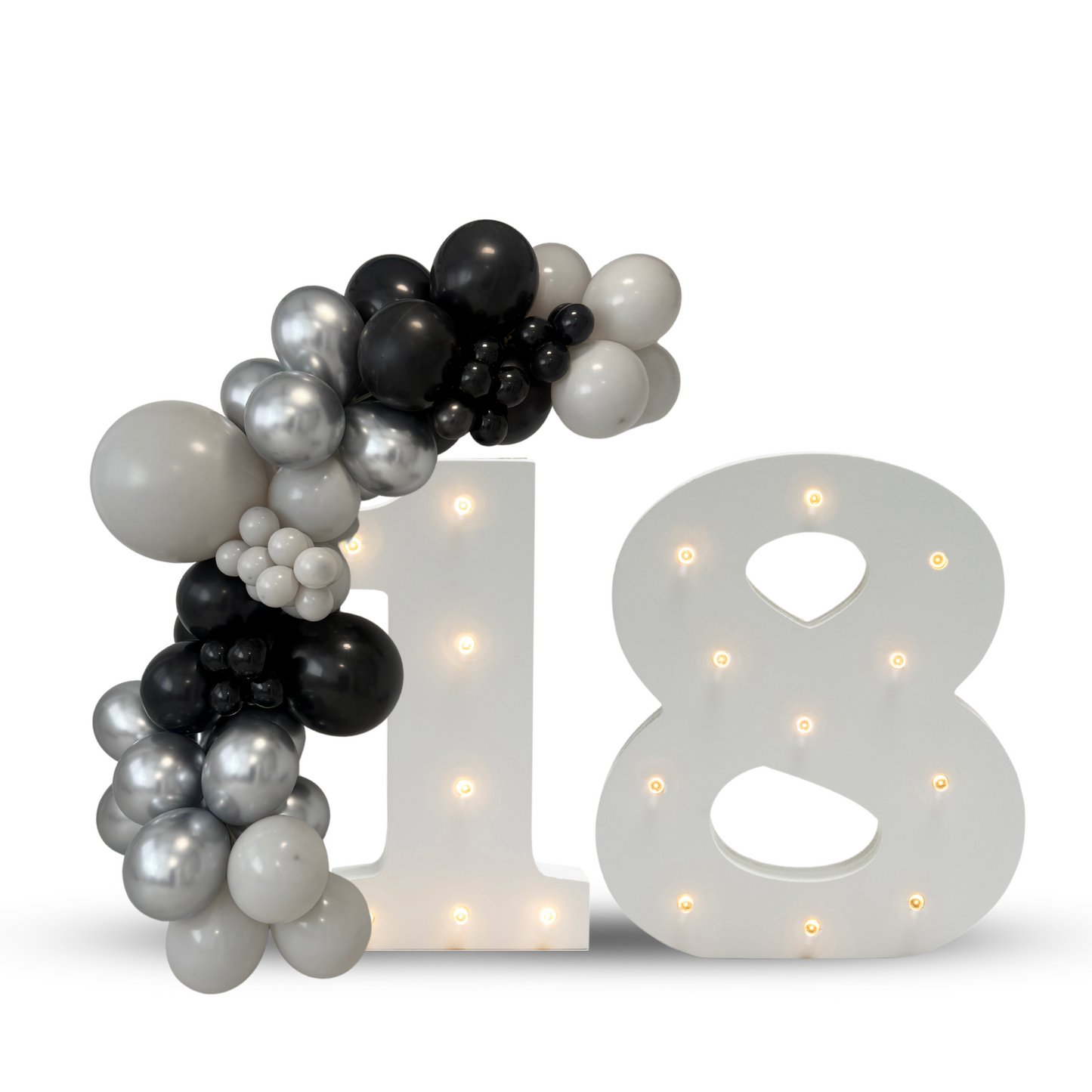 Black, silver & grey Balloon Garland 2m Party Decoration (70 Balloons, 18" 12” and 5")