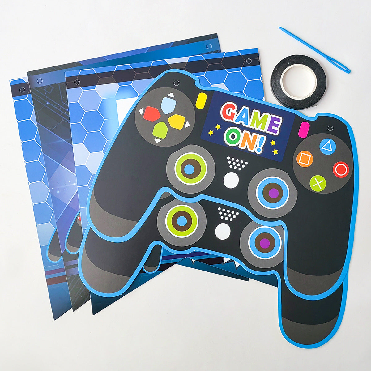 Gaming control bunting banner garland blue or green for birthdays product photo 5