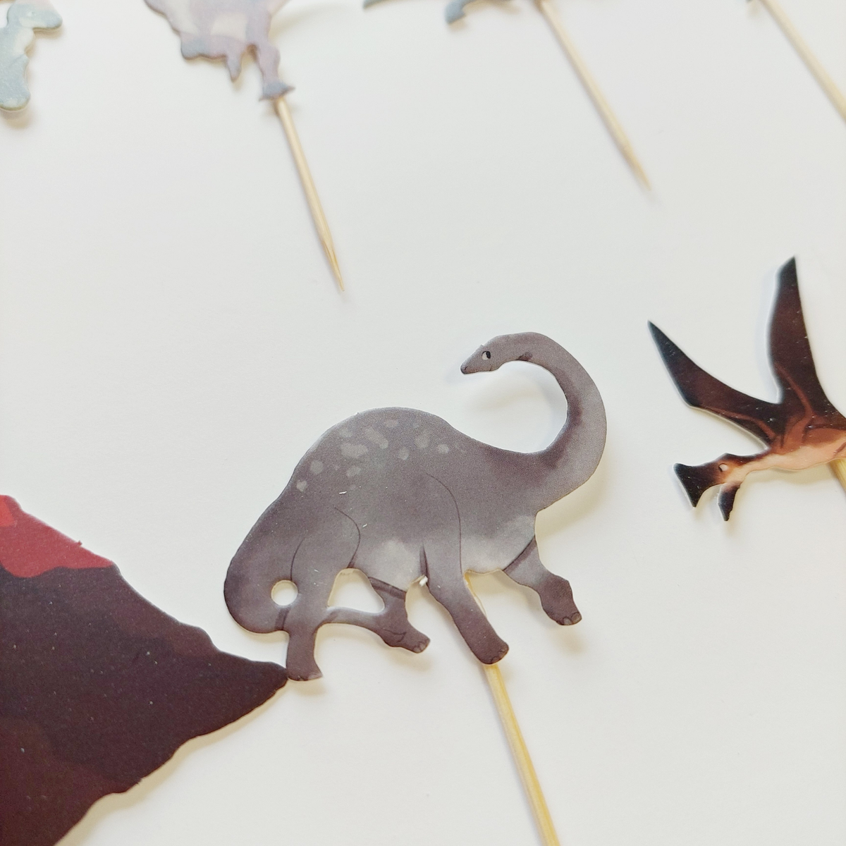 Green and brown Dinosaurs Birthday cup Cake Topper set product photo 4