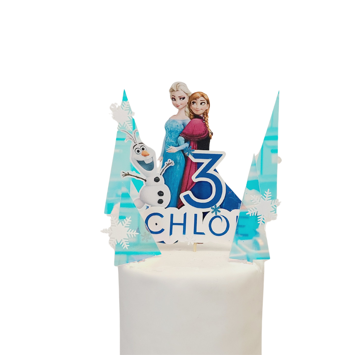 Handmade personalised paper card frozen character cake topper product photo 2