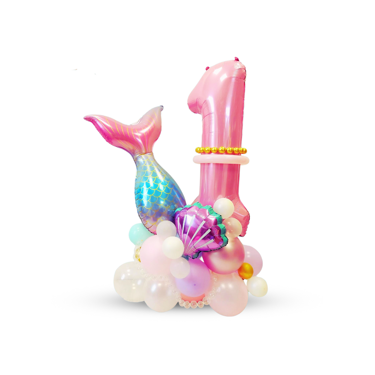 Mermaid tail balloon sculpture bouquet product photo 5