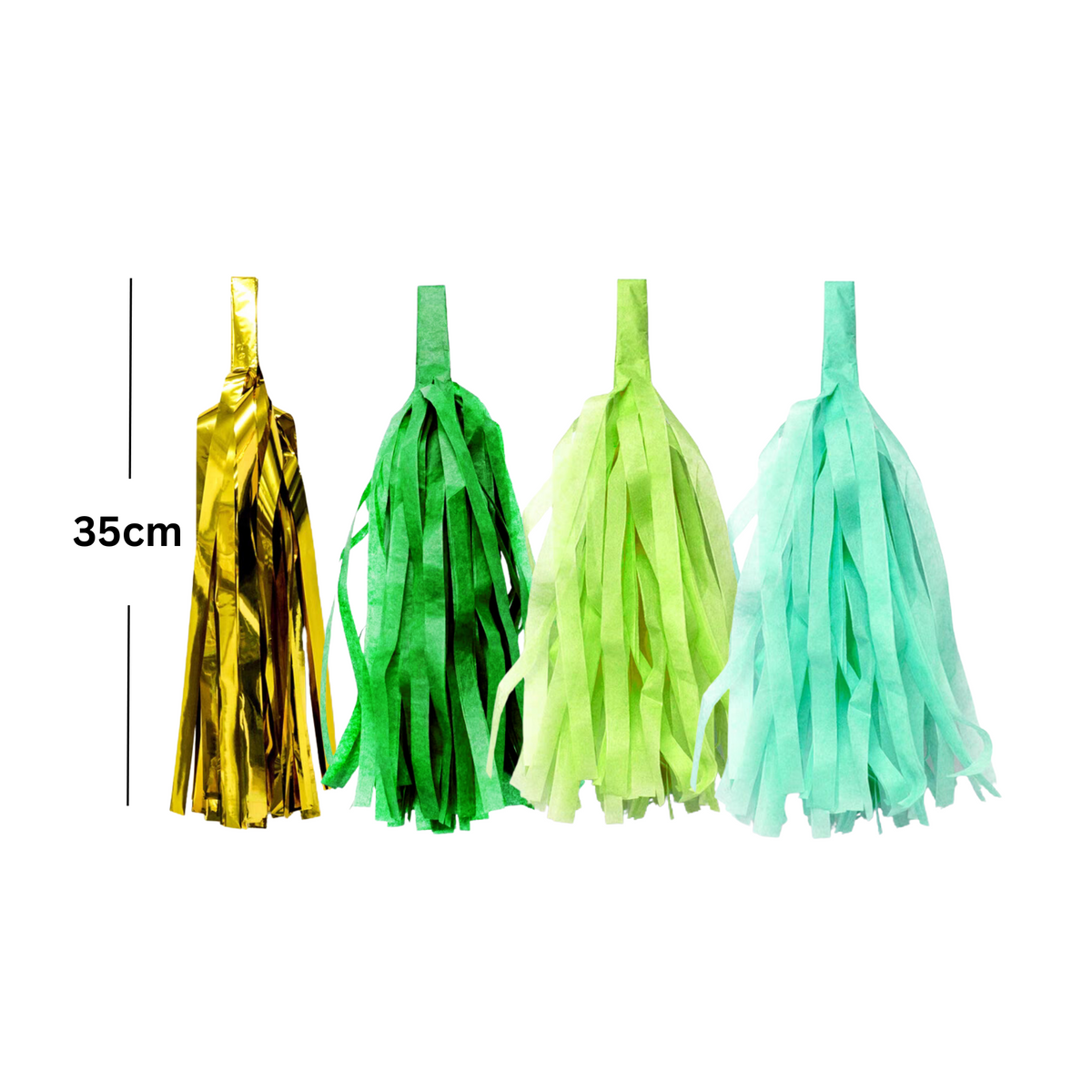 Lime green mint gold forest jungle animal dinosaur style paper tissue tassel garland product photo 2