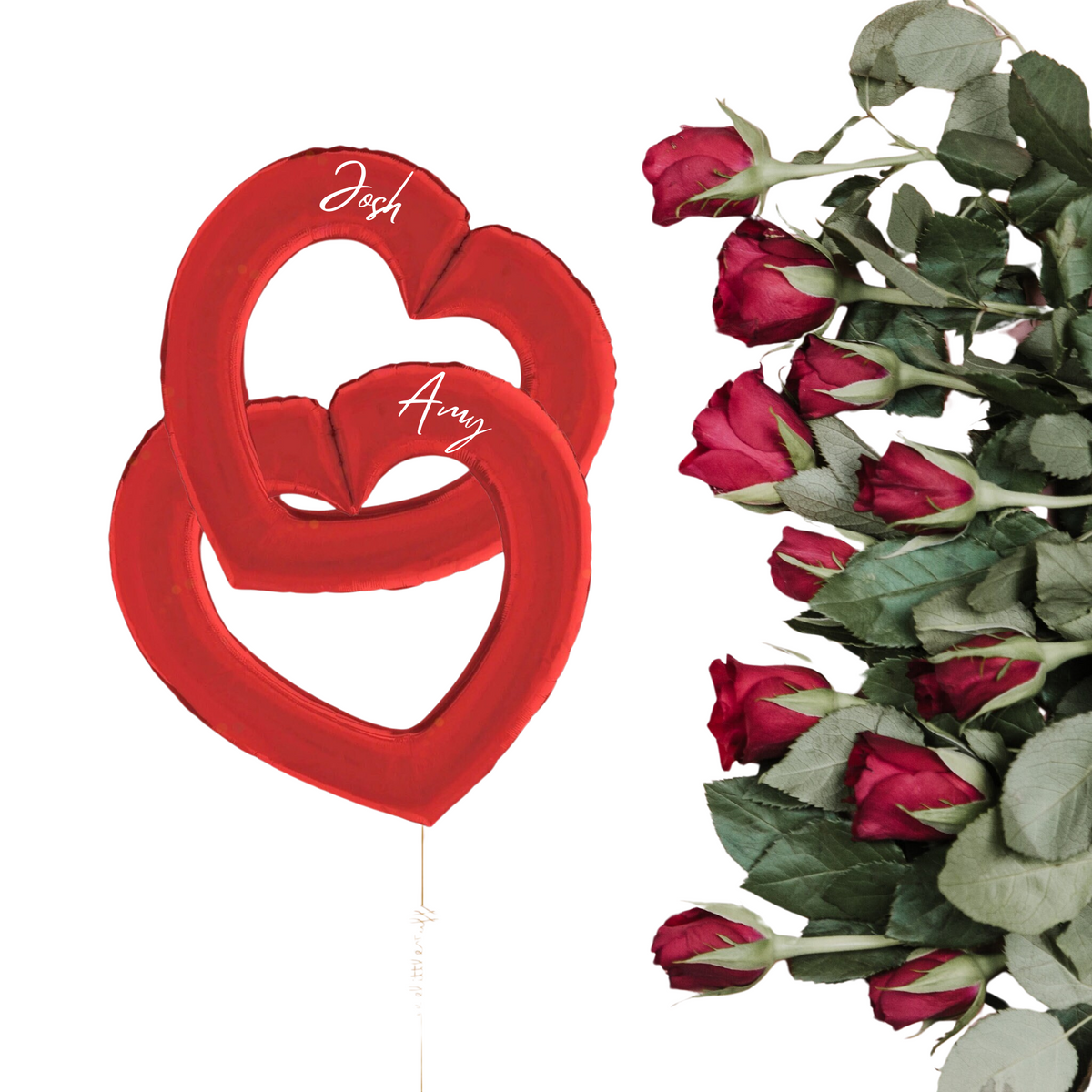 Personalised giant linked hollow heart helium balloons helium float lifestyle photo