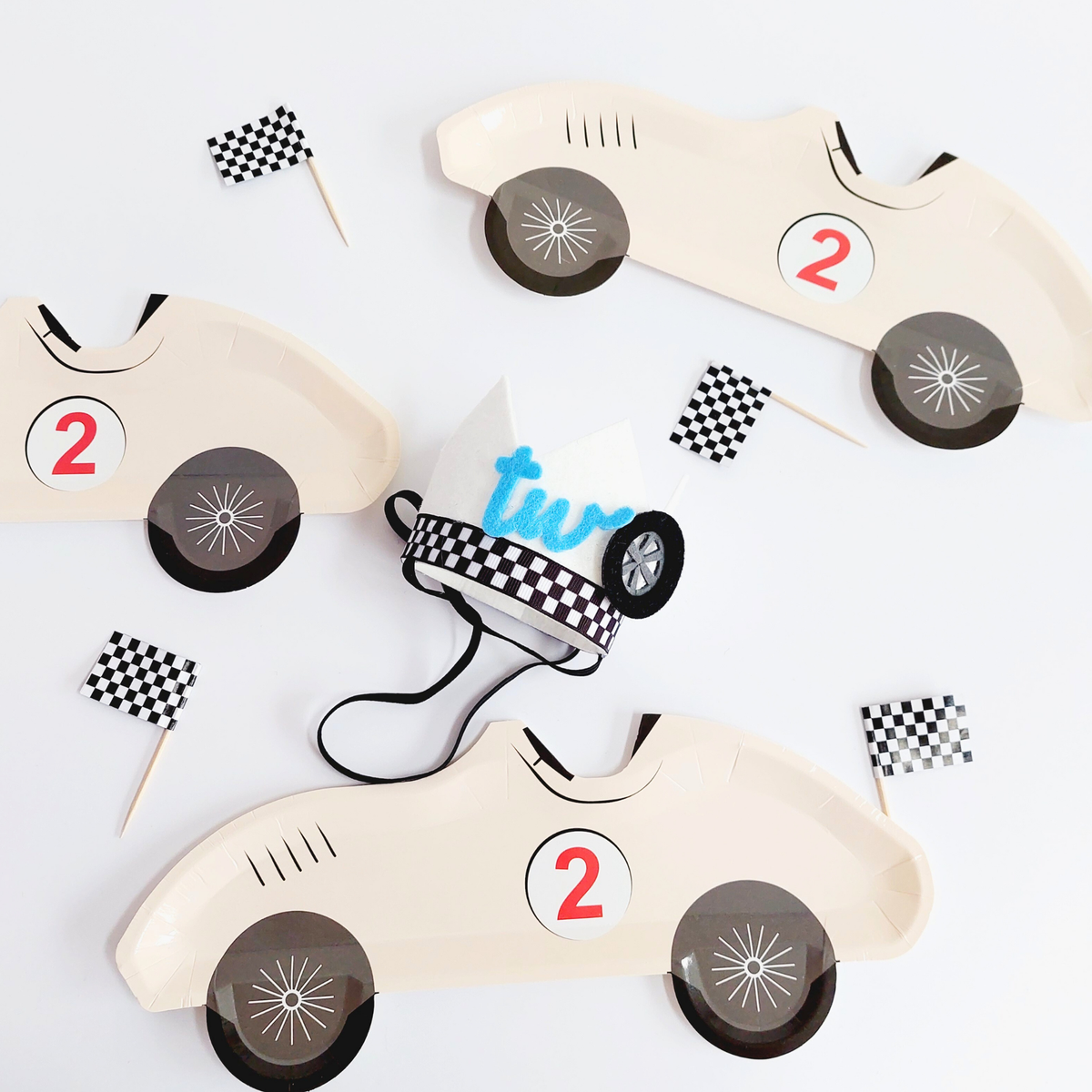Racing Car Birthday paper plates set two fast 2nd birthday 8-pack product photo 3