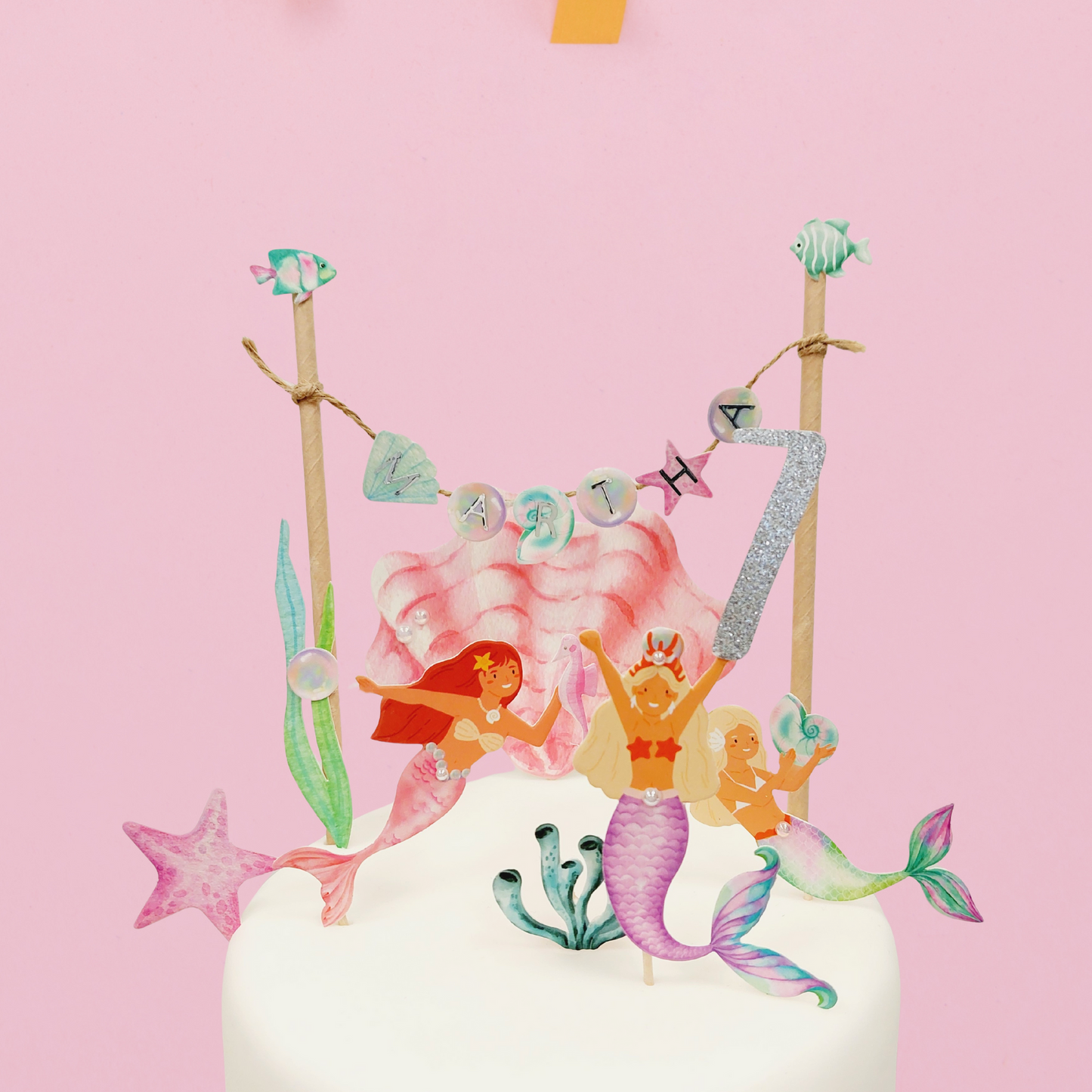 Personalised Mermaid Sea World Cake Toppers set - TheLittleStuff