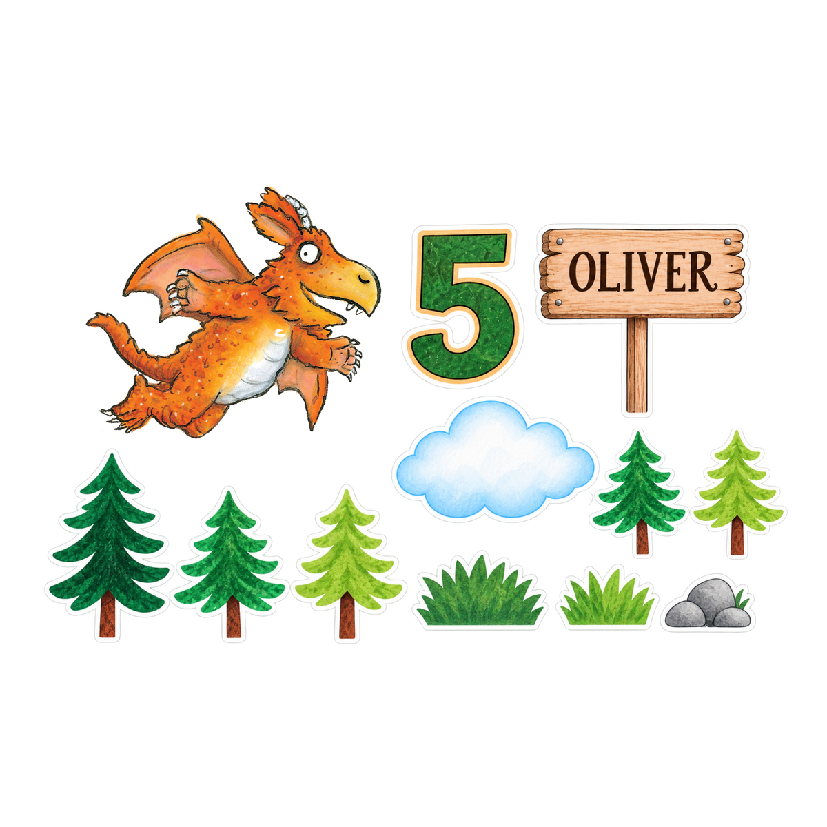 Personalised Dragon ZOG Storybook Inspired Birthday Cake Topper product photo 4