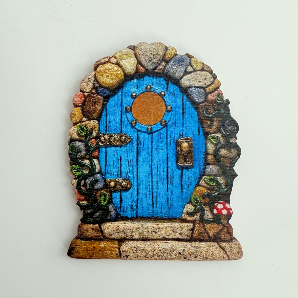 Whimsical iridescent Fairy Garden Cake Topper wooden fairy house doors product photo 7