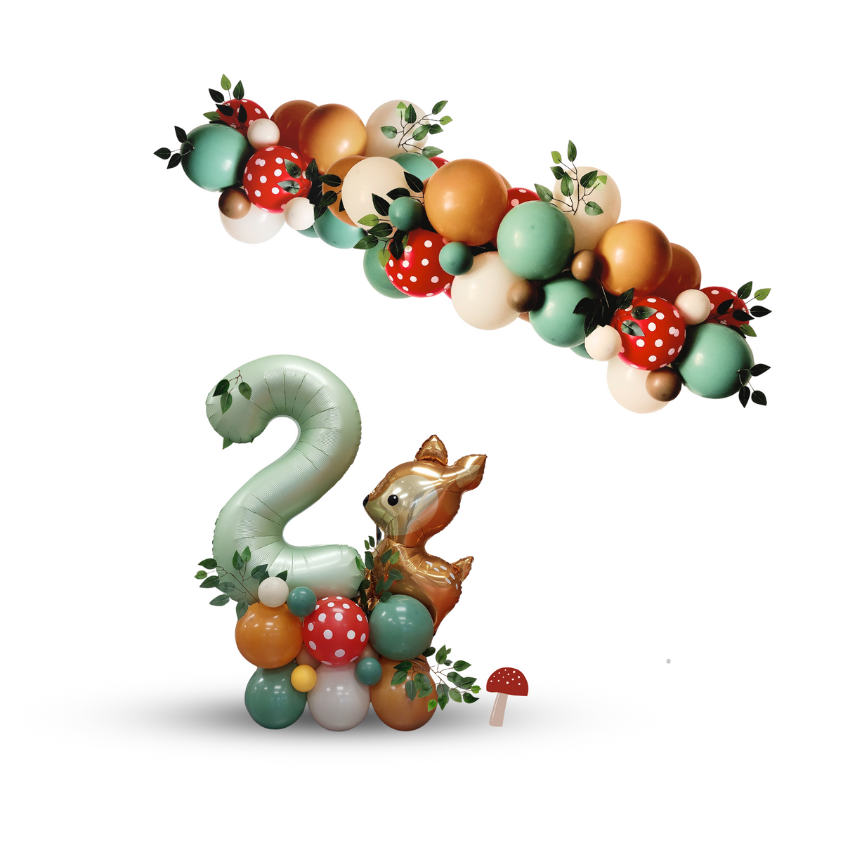 Woodland animals birthday leaves balloon garland lifestyle photo