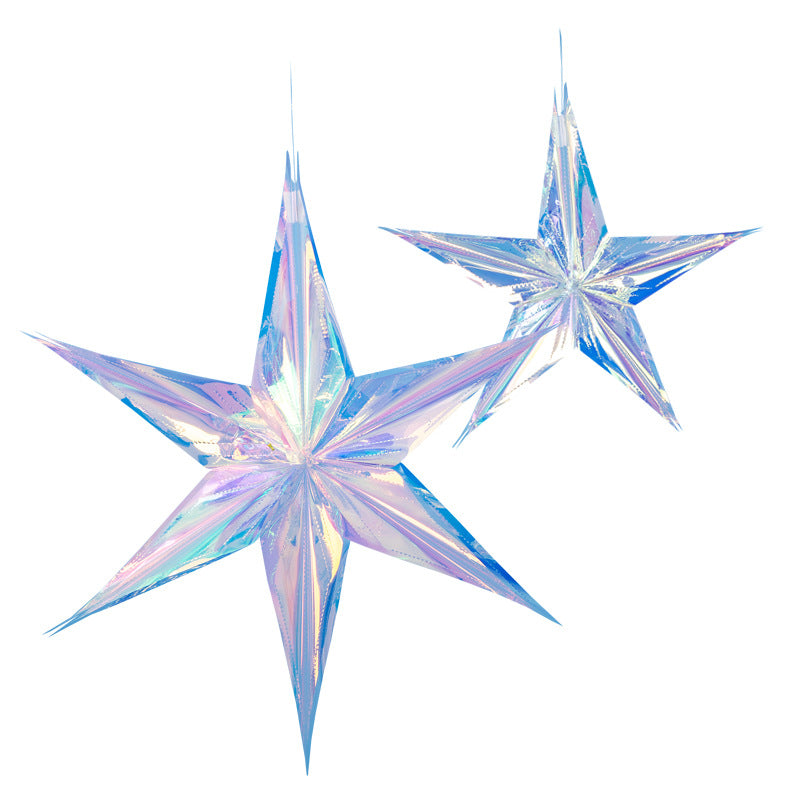 Christmas Iridescent foldable star hanging decoration - TheLittleStuff