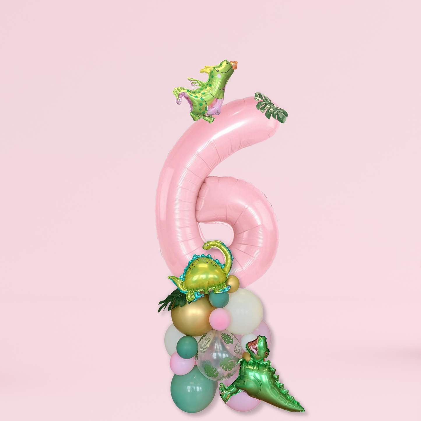 Dinosaur balloon pink 40inch number bouquet - TheLittleStuff