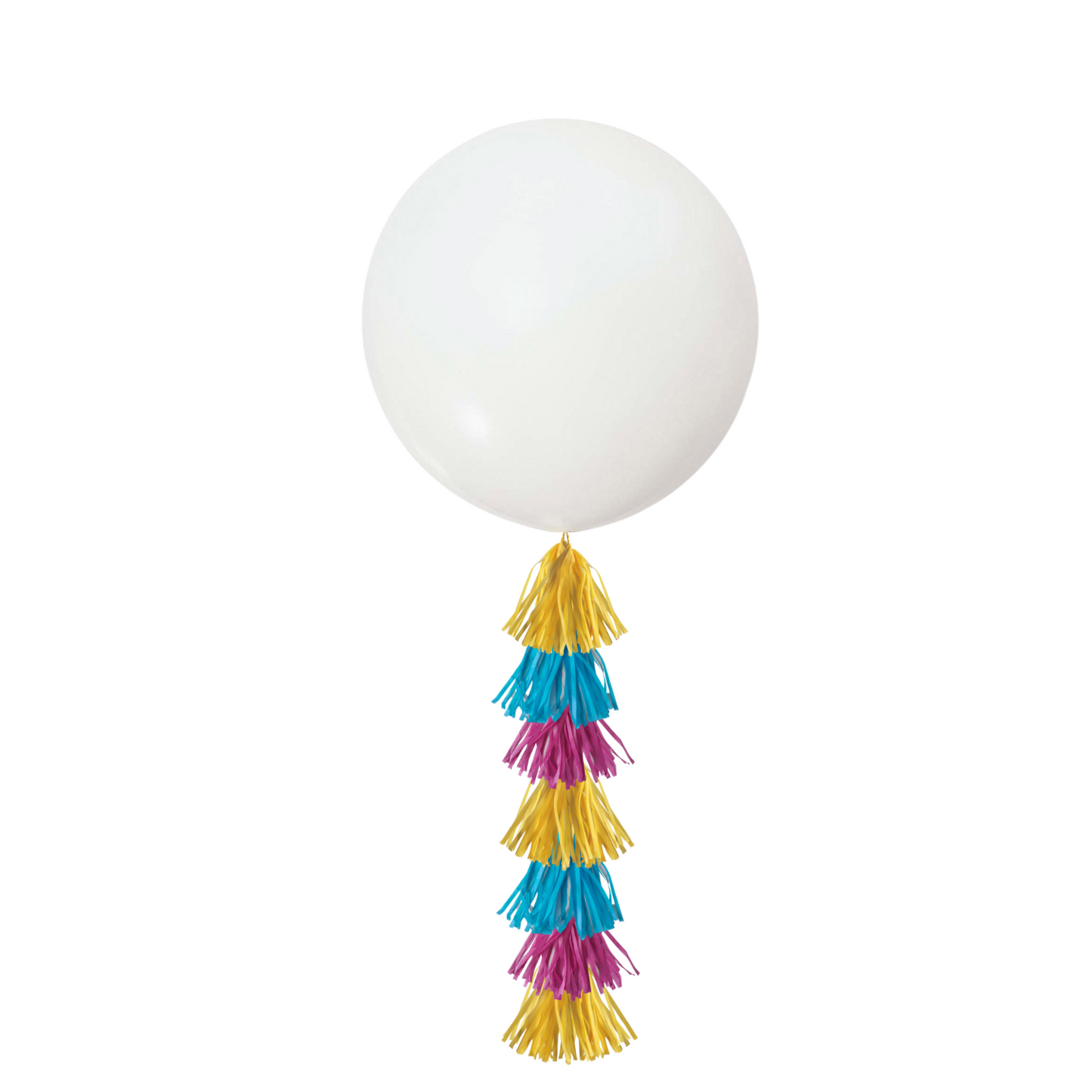 Giant 36inch Balloon with Tassel Tails, White vibrant - TheLittleStuff