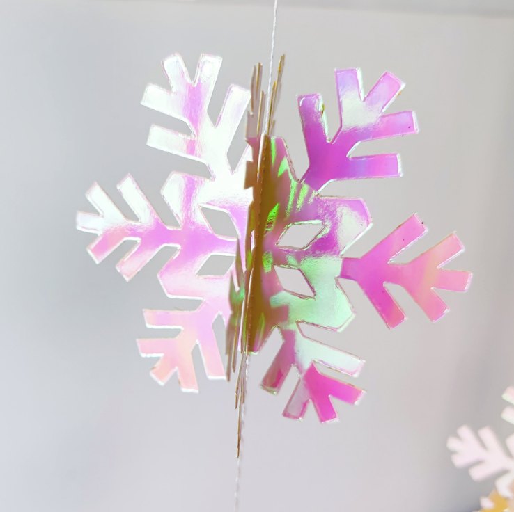 3D iridescent snow flakes bunting decoration - TheLittleStuff