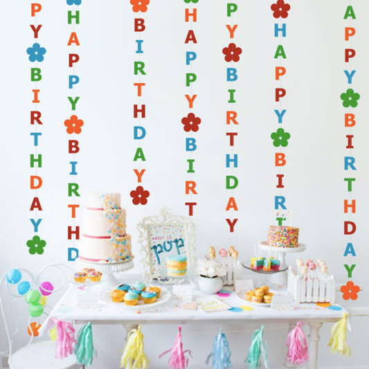 Small flowers Happy birthday bunting product photo