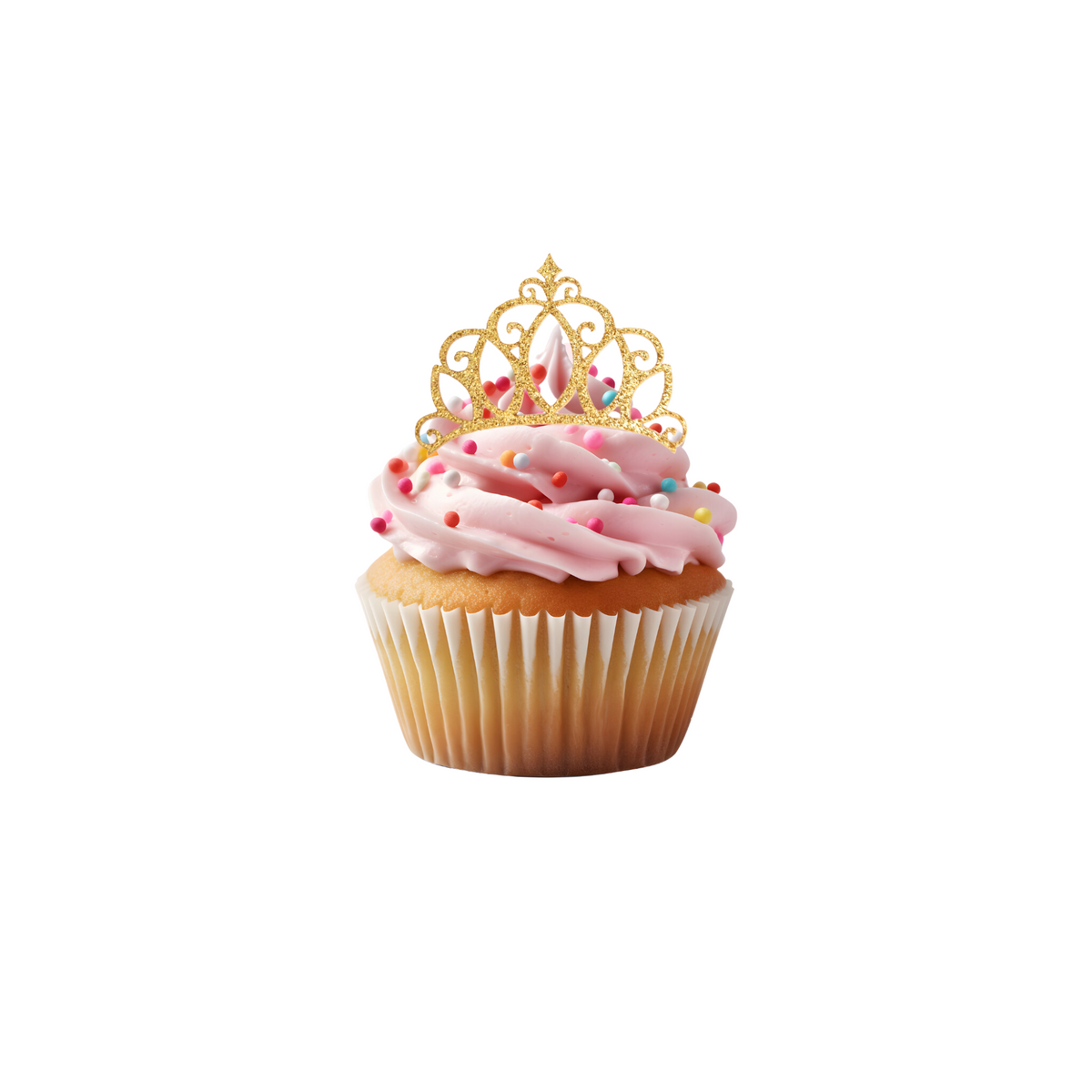 12-pack gold glittery princesses crown tiara cup cake topper decorations product photo 2