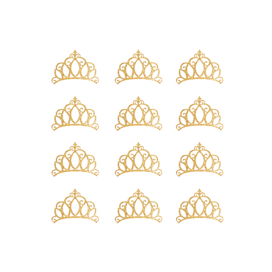 12-pack gold glittery princesses crown tiara cup cake topper decorations product photo