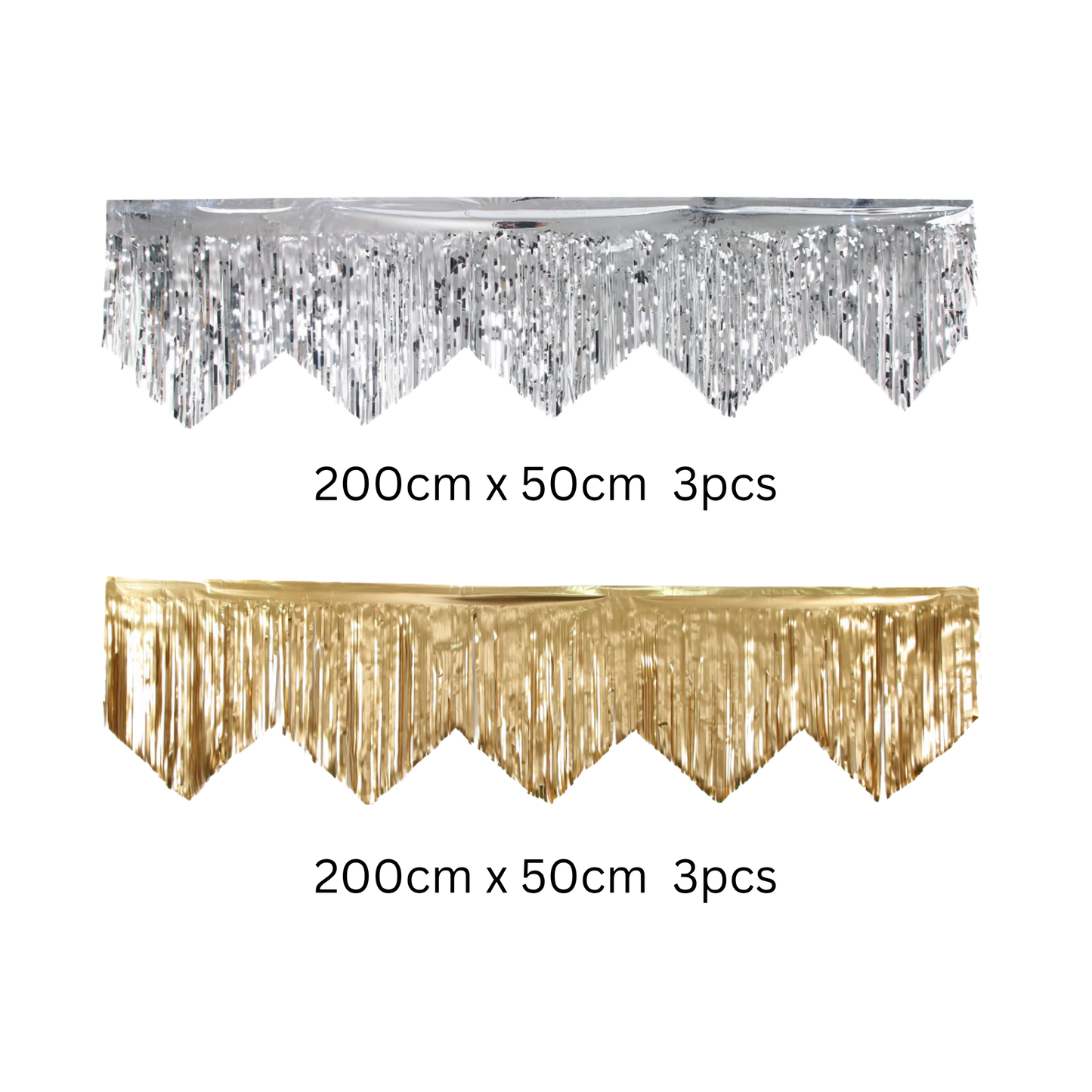2m x 2m 6pcs Tinsel Foil Curtain Backdrop Decoration