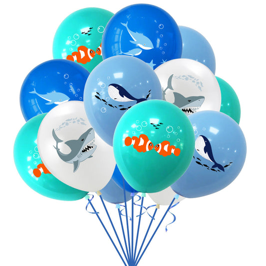 12inch 12pcs under the sea shark fish balloon bundle air or helium product photo