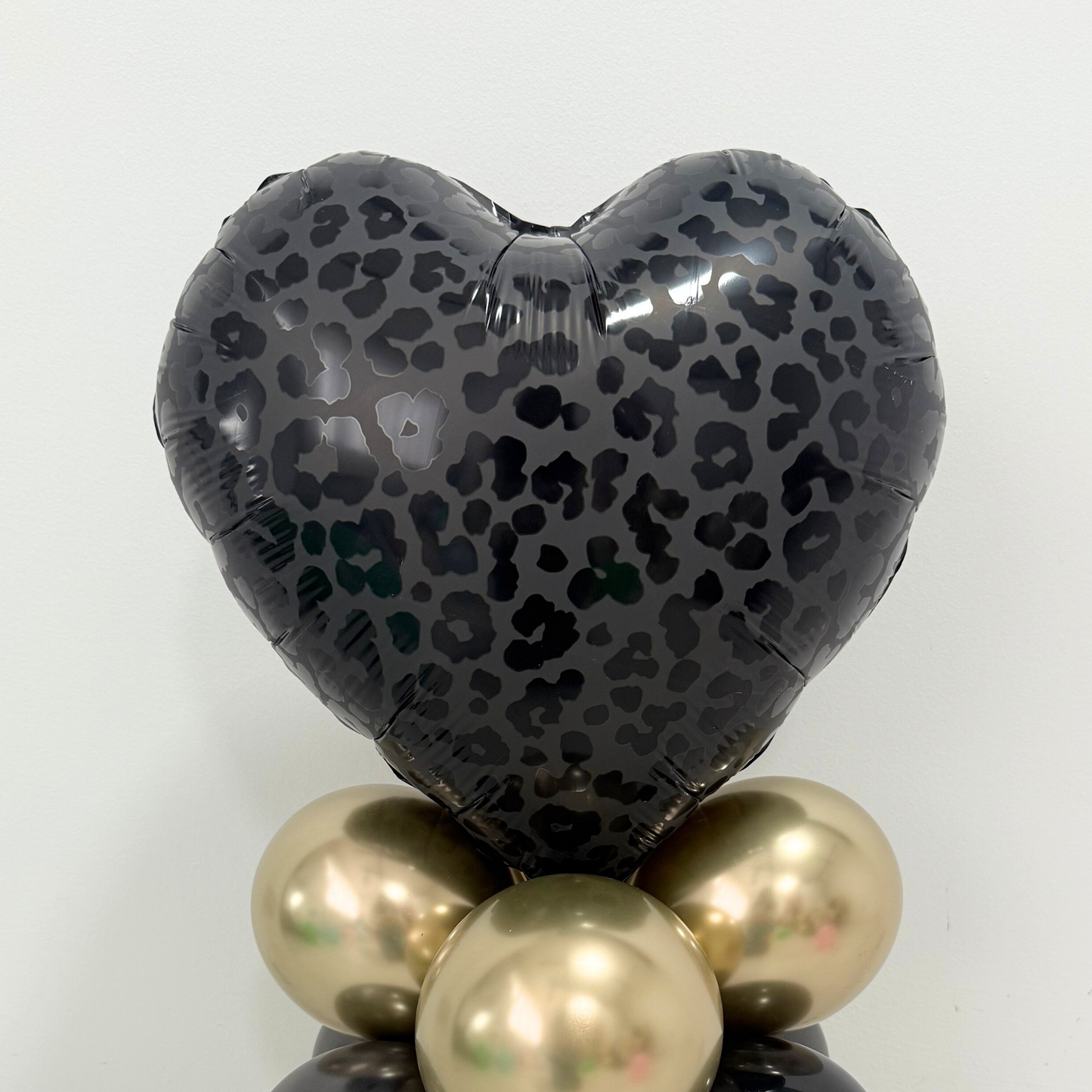 DIY Personalised message table top 18inch leopard print heart shaped gold balloon stand