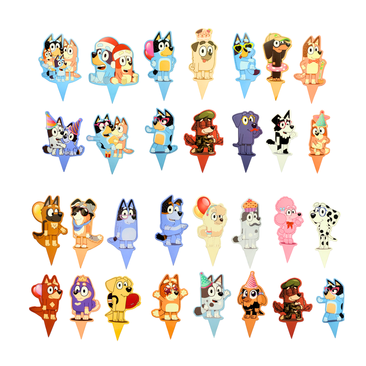28-pack Bluey inspired cup cake topper set - TheLittleStuff