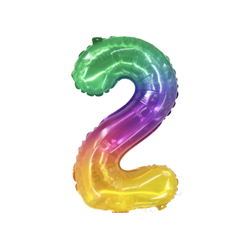 Jelly look 16" inch rainbow foil number balloons product photo 10