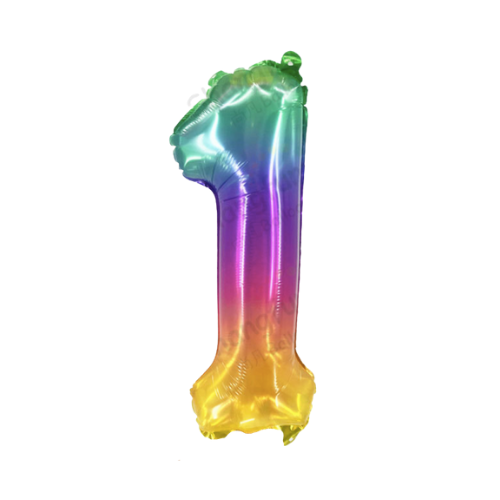 Jelly look 16" inch rainbow foil number balloons product photo 11