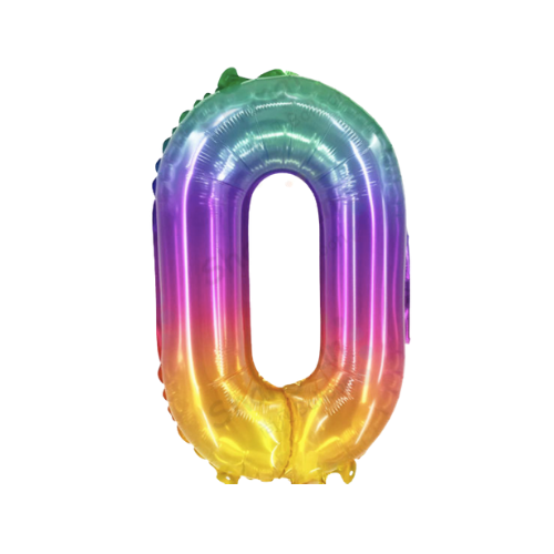 Jelly look 16" inch rainbow foil number balloons product photo 2