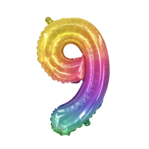 Jelly look 16" inch rainbow foil number balloons product photo 3