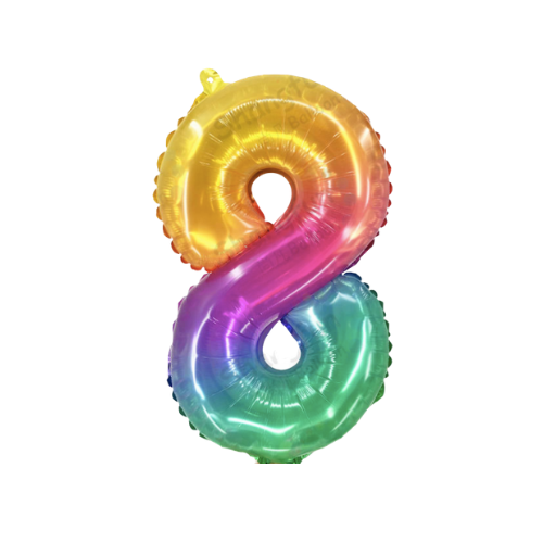 Jelly look 16" inch rainbow foil number balloons product photo 4