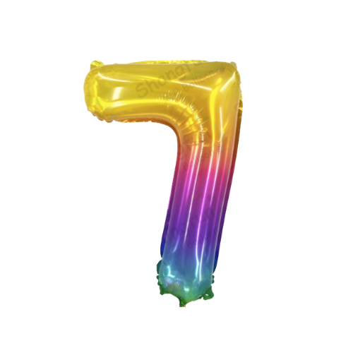 Jelly look 16" inch rainbow foil number balloons product photo 5