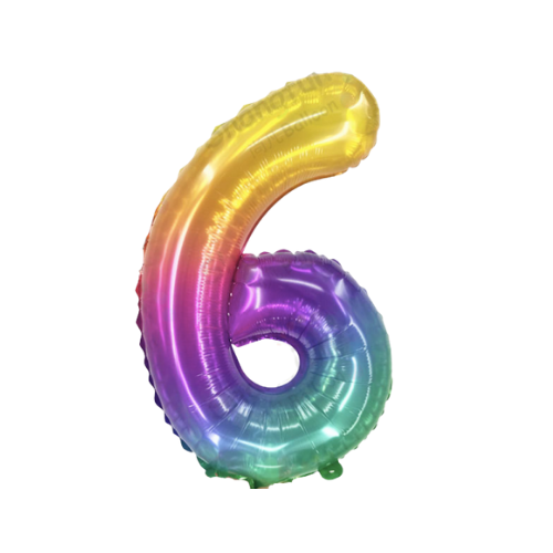 Jelly look 16" inch rainbow foil number balloons product photo 6
