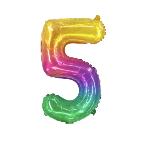 Jelly look 16" inch rainbow foil number balloons product photo 7