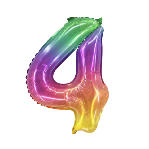 Jelly look 16" inch rainbow foil number balloons product photo 8