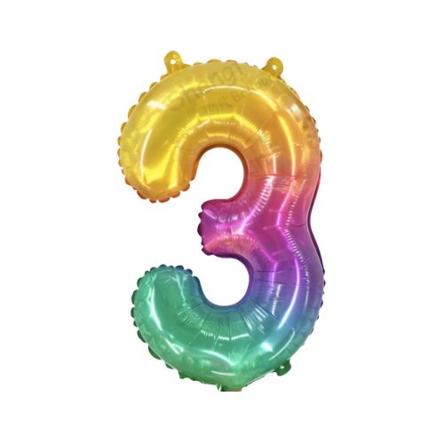 Jelly look 16" inch rainbow foil number balloons product photo 9