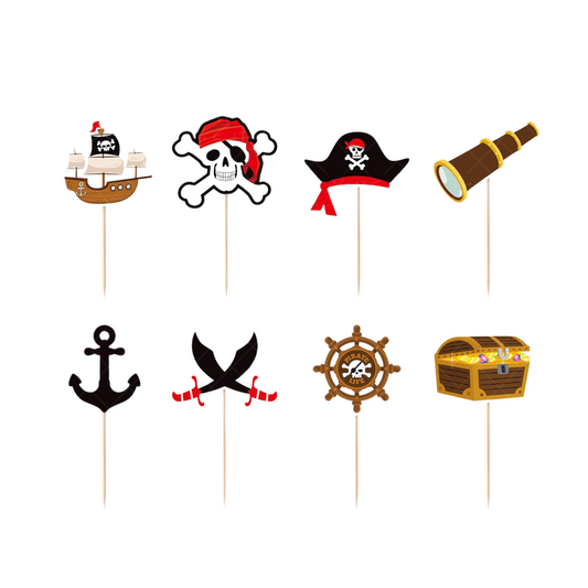 16-pack Pirate themed happy birthday cup cake toppers product photo