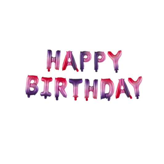 16inch purple and pink Happy Birthday balloon garland product photo