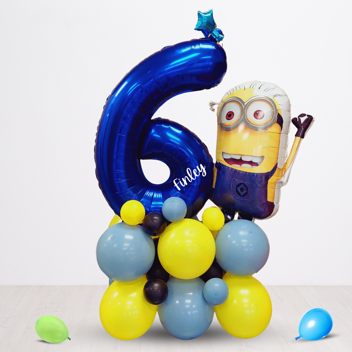 Despicable 4 Minions birthday balloon bouquet tower - TheLittleStuff