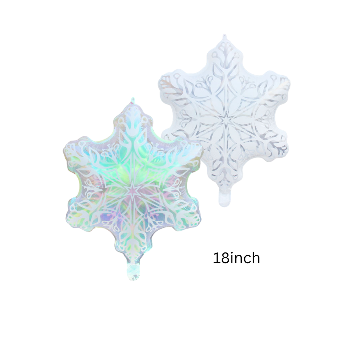 18inch iridescent  and white snowflakes balloons frozen Christmas theme 2-pack product photo 3