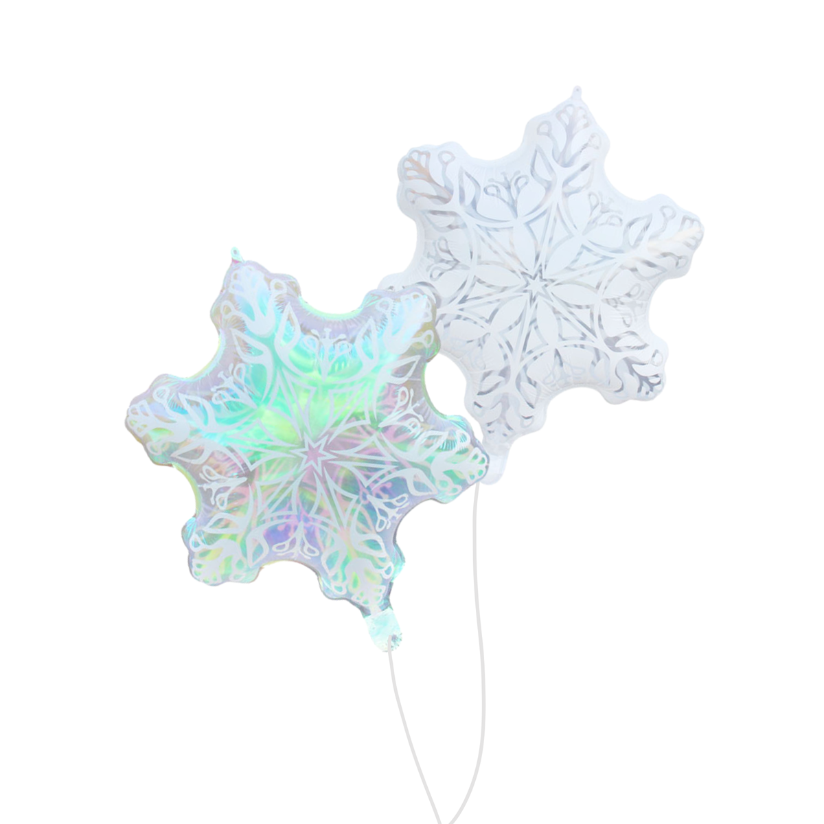 18inch iridescent  and white snowflakes balloons frozen Christmas theme 2-pack product photo